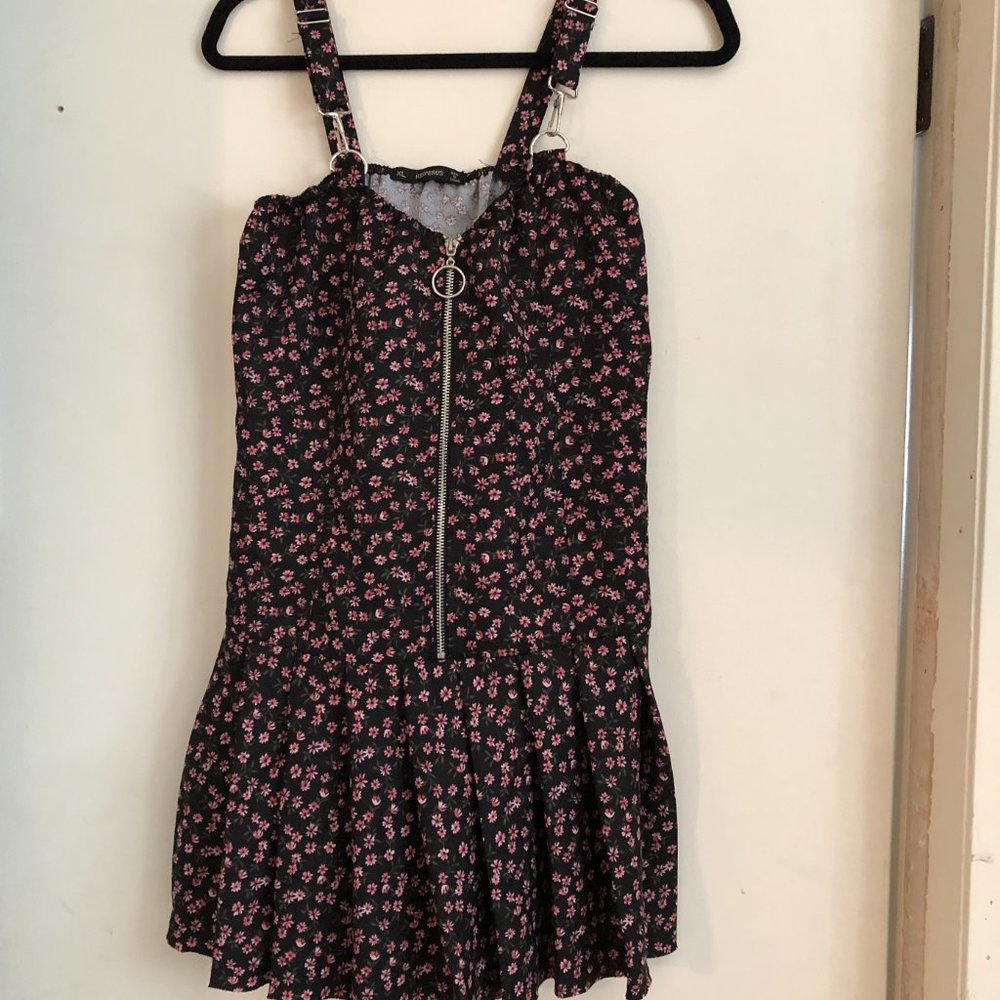 Hesperus Dress Black Floral Corset Back Buckle Straps | XL